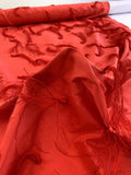 Rayon Tassels on Silk Shantung - Tomato Red