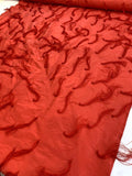 Rayon Tassels on Silk Shantung - Tomato Red