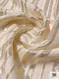 Italian Vertical Striped Lamé Silk - Gold / Ivory