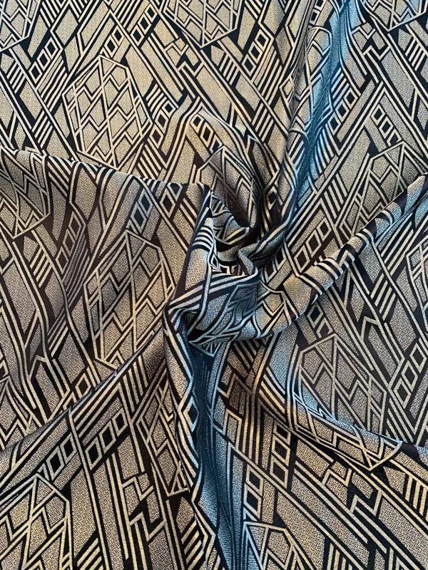 Ralph Lauren Italian Abstract Geometric Lamé - Antique Gold / Black