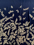 Gold Foil Leaf Print on Polyester Chiffon Panel - Black / Gold