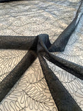 Leaf Embroidered Silk Organza - Black