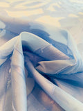 Bold Brushstroke Floral Clip Polyester Organza - Periwinkle Blue