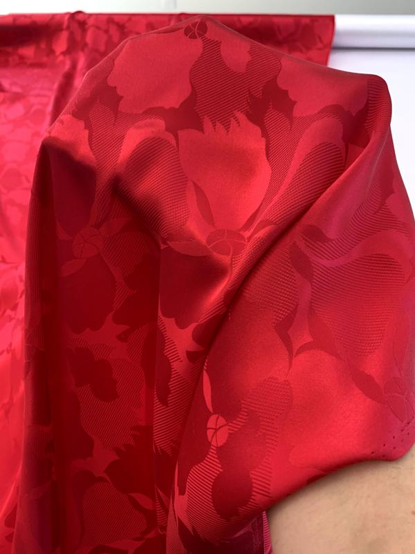 Floral Silk Jacquard - Lipstick Red