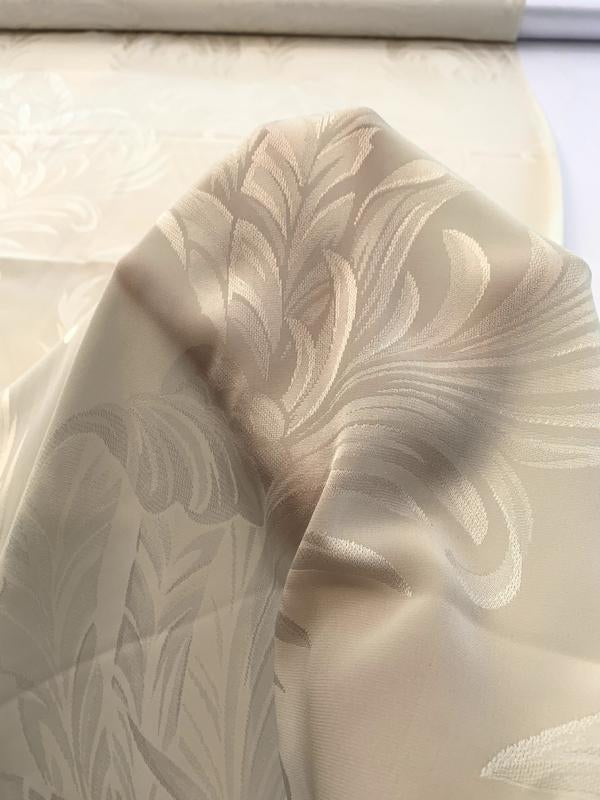 Majestic Leaf Silk Jacquard - Light Ivory