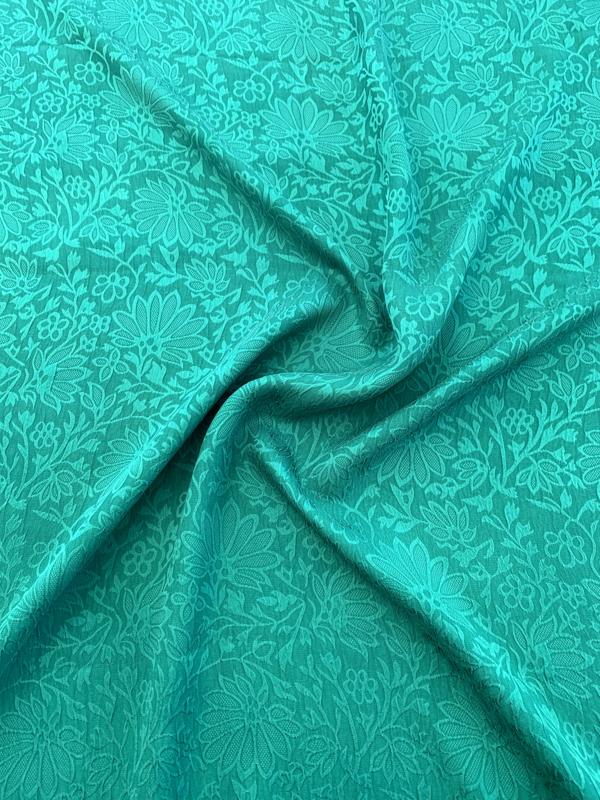 Floral Washed Cloqué Silk Jacquard - Emerald Green