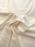 Seersucker Textured Striped Silk Chiffon - Ivory