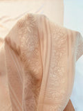 Floral Washed Cloqué with Sheer Stripes Silk Jacquard - Blush