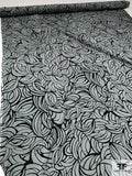 Intertwined Illustration Stretch Silk Charmeuse - Grey / Black