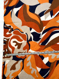 Abstract Printed Cotton Voile - Orange / Off-White / Navy