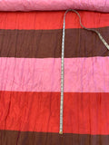 Italian Wide Striped Ruched Silk and Poly - Pink / Red / Brown