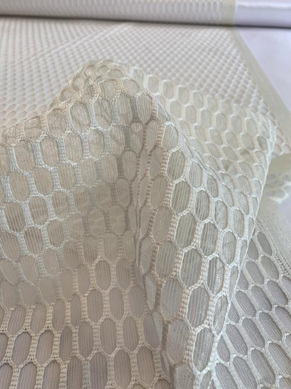 Embroidered fishnet fabric - off-white