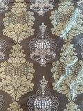 Damask with Threadwork and Embroidered Beads Novelty Brocade - Taupe / Ecru