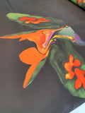 Italian Abstract Border Printed Paneled Polyester Zibeline - Black / Orange / Green