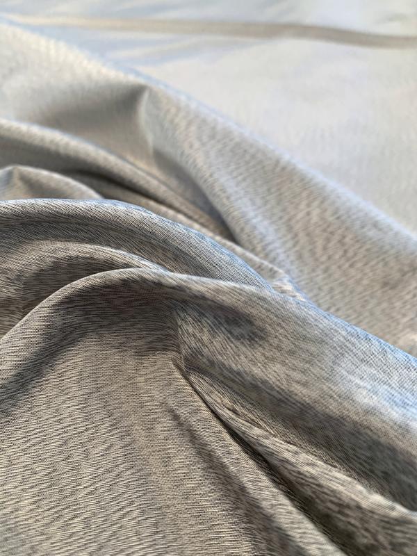 Italian Yarn-Dyed Hazy Pattern Silk Taffeta - Grey