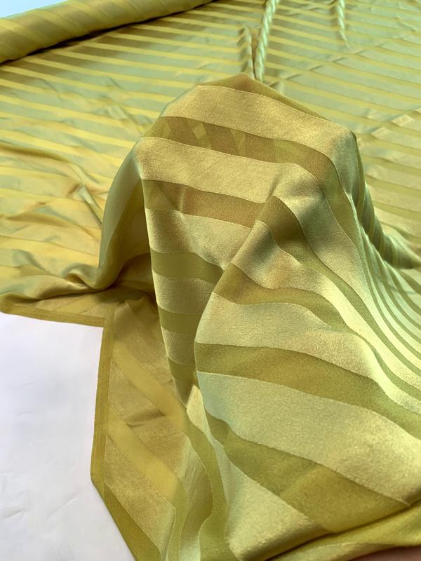 Italian Diagonal Striped Charmeuse on Viscose and Polyester Chiffon - Chartreuse