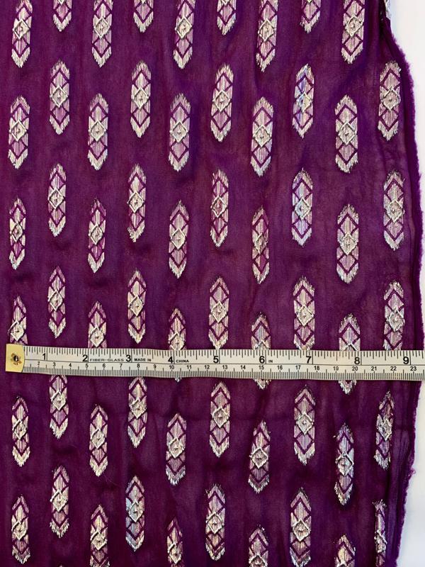 Geometric Clip Lurex Shape on Rayon Chiffon - Purple / Silver