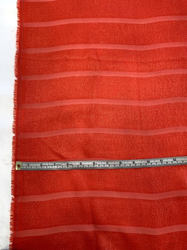 J Mendel Italian Striped Silk and Lurex Chiffon - Fire Red