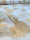 Metallic Floral Fil Coupé Polyester Organza - Ivory / Gold / White