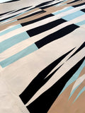Artsy Geometric Printed Silk Crepe de Chine Panel - Seafoam / Black / White / Tan