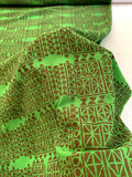 Ethnic Art Deco Printed Stretch Silk Crepe de Chine - Green / Brown