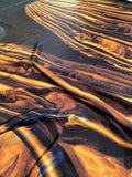 Italian Draped Fabric Image Printed Silk Charmeuse Panel - Black / Orange / Gold