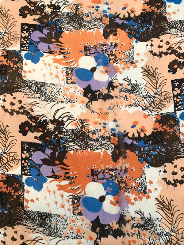 Groovy Collage Printed Silk Chiffon - Orange / Blue / Peach / Multi