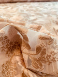Floral Design Woven on Polyester Organza - Light Taupe / White