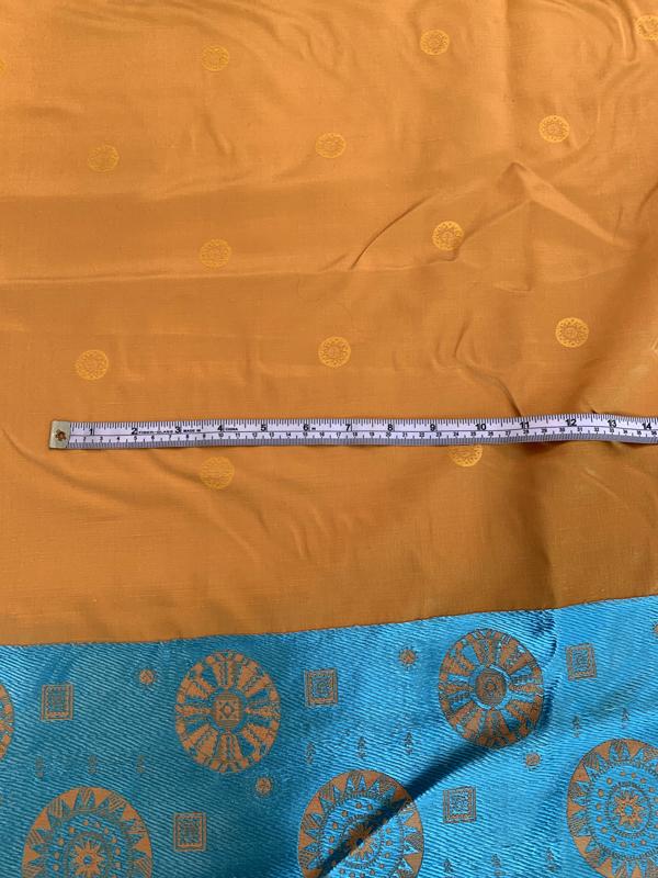 Journey to the Orient Rayon Border Pattern Panel - Mustard Gold / Turquoise
