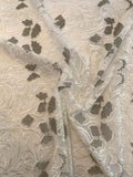 Leaf Design Embroidered Tulle - Off-White / Silver