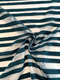 Italian Chenille Horizontal Stripes on Nylon Organza - Teal / Clear