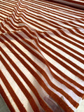 Italian Chenille Horizontal Stripes on Nylon Organza - Brick Orange / Clear