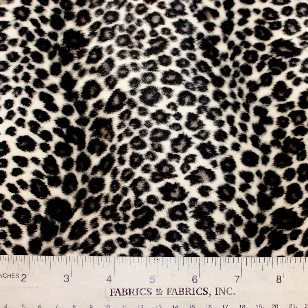 Black/White/Grey Leopard Print Faux Fur - Fabrics & Fabrics