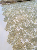 Double Scalloped Floral Embroidered Tulle with Sequins - Gold / Nude