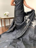 Glam Oversize Floral Lurex and Polyester Organza - Black