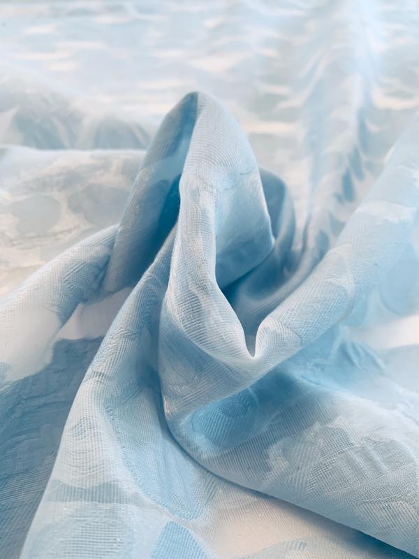 Morphed Circles Polyester and Cotton Organza - Baby Blue