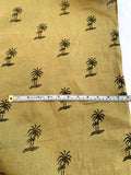 Palm Tree Printed Linen - Lt Olive / Hunter Green