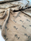 Palm Tree Printed Linen - Cedar Brown / Dk Brown