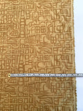 Abstract Printed Linen - Ochre / Dusty Mustard