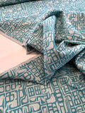 Abstract Printed Linen - Cool Blue / Turquoise