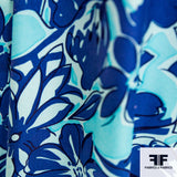 Tropical Floral Printed Charmeuse - Blue