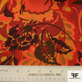 Graphic Floral Silk Printed Georgette - Red/Orange/Brown