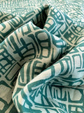 Abstract Printed Linen - Teal / Dusty Teal