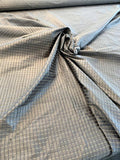 Woven Textured Windowpane Silk Taffeta - Antique Silver / Sand / Black