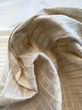 Woven Textured Windowpane Silk Taffeta - Cream / Beige