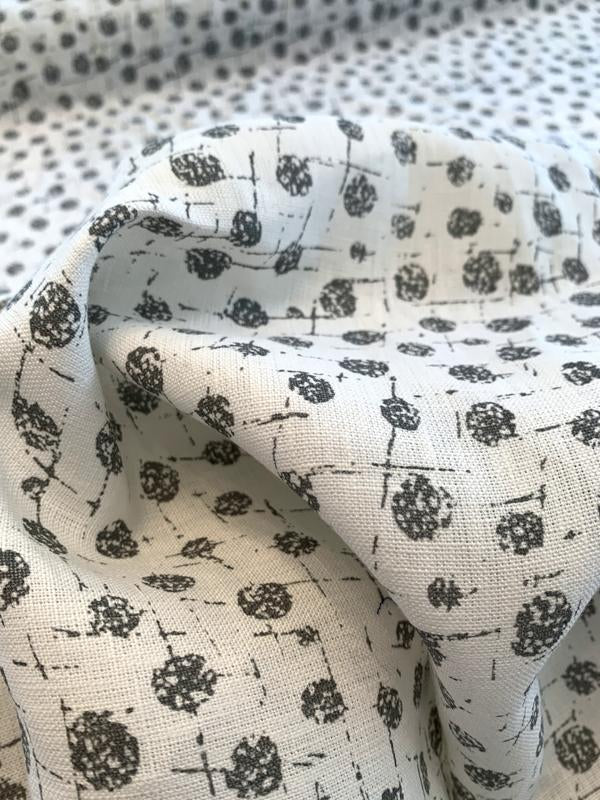 Splatter Circles Printed Linen - Off-White/Grey | FABRICS & FABRICS ...
