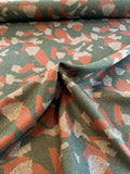 Italian Abstract Double-Face Wool Coating - Evergreen / Cinnamon Brown / Grey