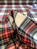 Plaid Brushed Wool Flannel - Cream / Red / Green / Blue