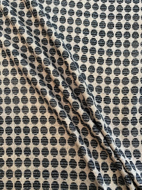 Italian Cotton and Poly Blend Circle Pattern Suiting - Sand / Black / White