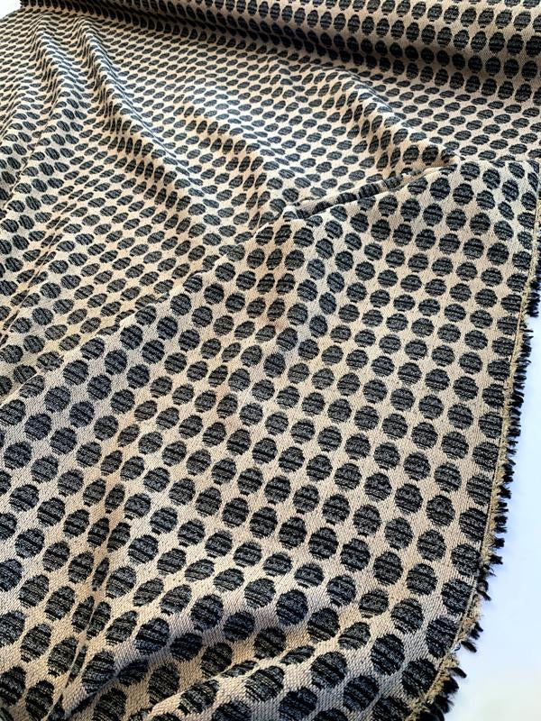 Italian Cotton and Poly Blend Circle Pattern Suiting - Sand / Black / White